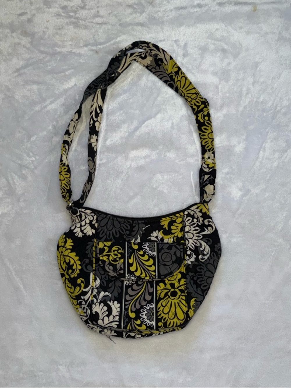 Vera Bradley Black, Yellow & Cream Floral Quilted Shoulder Bag